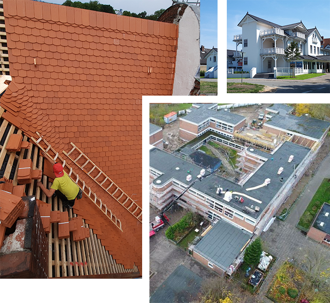 Dachtechnik Krüger – Referenzen aus Ostholstein: Steildach-Eindeckung, Wohnhaus und Flachdacharbeiten an Großbaustelle im Raum Neustadt in Holstein